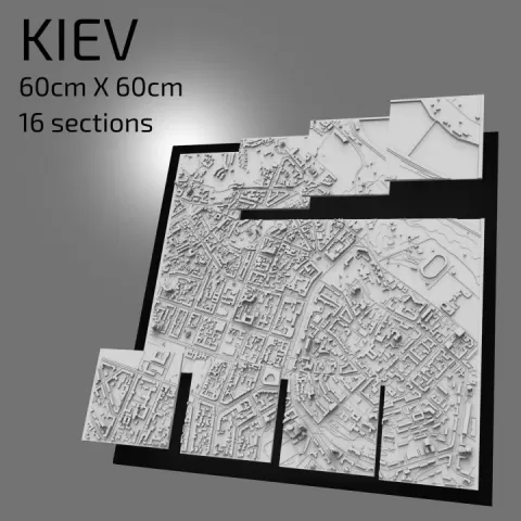 3D Kiev | Digital Files | 3D STL File | Kiev 3D Map | 3D City Art | 3D Printed Landmark | Model of Kiev Skyline | 3D Art by 3DCityframes