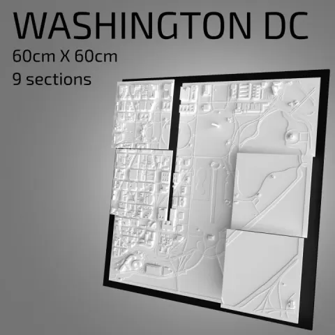 3D Washington D.C | Digital Files | 3D STL File | Washington 3D Map | 3D City Art | 3D Printed Landmark | Model of Washington Skyline | Art by 3DCityframes