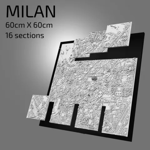 3D Milan | Digital Files | 3D STL File | Milan 3D Map | 3D City Art | 3D Printed Landmark | Model of Milan Skyline | 3D Art by 3DCityframes