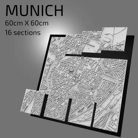 3D Munich | Digital Files | 3D STL File | Munich 3D Map | 3D City Art | 3D Printed Landmark | Model of Munich Skyline | 3D Art by 3DCityframes