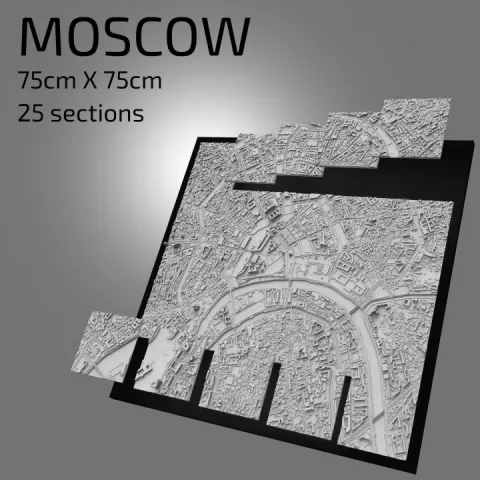 3D Moscow | Digital Files | 3D STL File | Moscow 3D Map | 3D City Art | 3D Printed Landmark | Model of Moscow Skyline | 3D Art by 3DCityframes