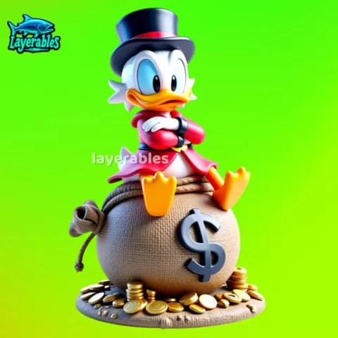 Scrooge McDuck 3D Printer Model - STL File - Disney Money Duck Collectible - 3D Print Cartoon Figure - Desk Decor - Fan Art STL
