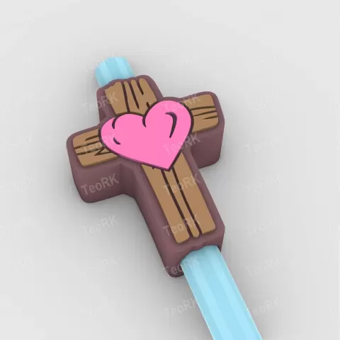 Straw Topper Cross with Heart - TeoRk