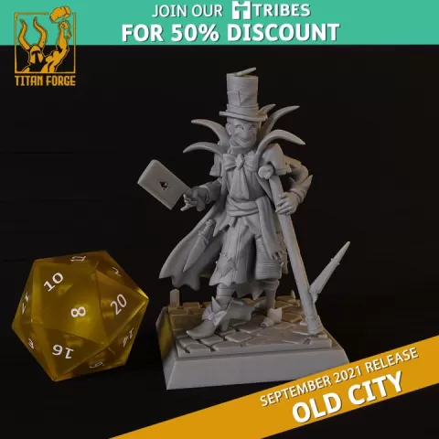 Jester Harbringer of the Smiling Lamb - Old City - Titan Forge Miniatures September 2021 by Titan Forge Miniatures