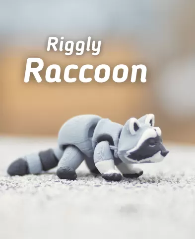 Riggly Raccoon Articulated Fidget Raccoon - Keychain - Ludo 3D Printed Flexi