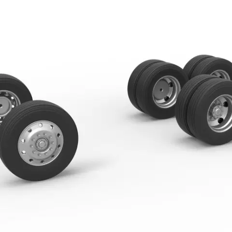 Wheel Set of Vintage GATR Racing Semi truck Version 4 Scale 1:25