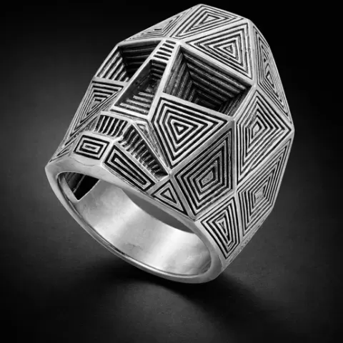 Geometric Brutalist Face Ring