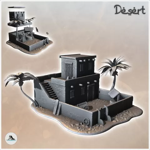 Desert house with palm trees and staircase to roof (6) - min - Hartolia Miniatures