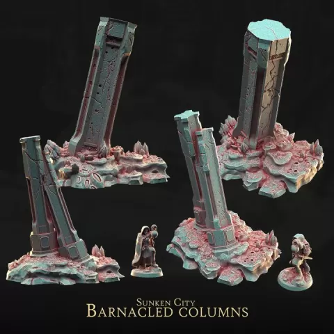 Sunken City - Barnacled Columns by 3DHexes
