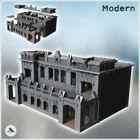 Detskoe Selo train station damaged (Leningrad, USSR) - minia - Hartolia Miniatures