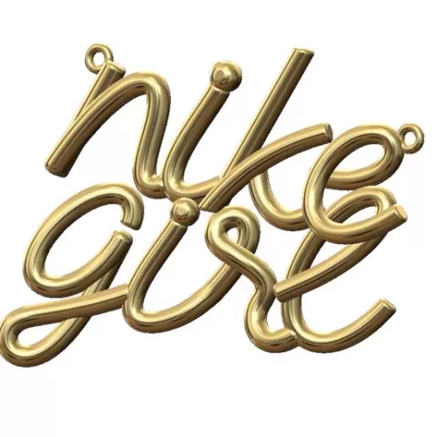 Name nike girl brand N11 3d letters wire pendant and charm 3D print model