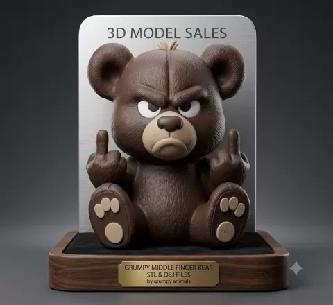 Grumpy Middle Finger Bear From Grumpy Animals