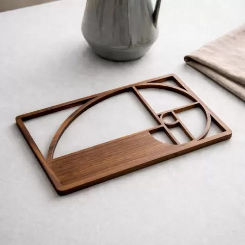 Fibonacci Golden Ratio Trivet – Minimalist Wooden Hot Pad by Sergey Koznov