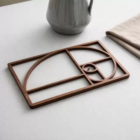 Fibonacci Golden Ratio Trivet – Minimalist Wooden Hot Pad by Sergey Koznov