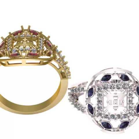 FANCY ENGAGEMENT RING 3D PRINTABLE MODEL