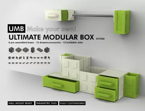 UMB - ULTIMATE MODULAR BOX SYSTEM! More than 30 parametric parts for you customize your storage