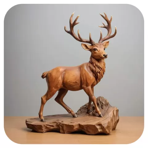 Deer Stag Sculpture STL – Realistic Woodland Animal Statue with Antlers for 3D Printing