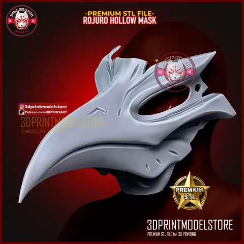 Rojuro Plague Doctor Mask - Bleach Ichigo Hollow Mask - 3DPRINTMODELSTORE