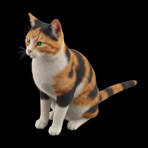 Cat sitting tail extended, cat, kitten, pet, animal, feline, cute, adorable, playful, lazy, curious, whiskers, tail, fur, paws