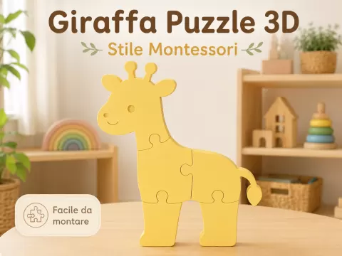 GIRAFFA Puzzle 3D | Montessori|Gioco Educativo