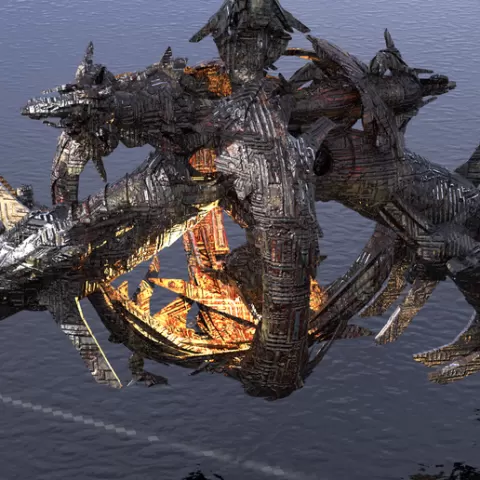 Sci Fi Alien Mountain array satellite grid 2