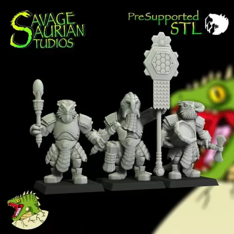 Bearded Drake Scalebeard Command Group - Lizardmen by Savage Saurian Studios