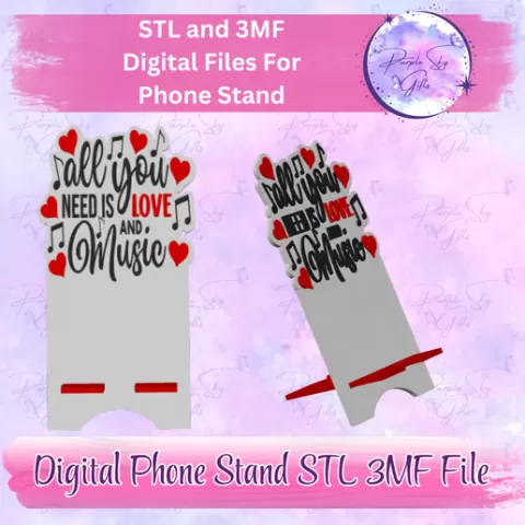 All You Need Is Love And Music Phone Stand STL and 3MF DIGITAL Files