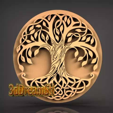 Tree of Life STL model, CNC router engraver, artcam, aspire, cnc files, wood, art, wall decor, CNC