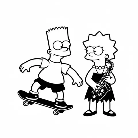 The Simpsons – Siblings Jam Silhouette - StudioZee3D