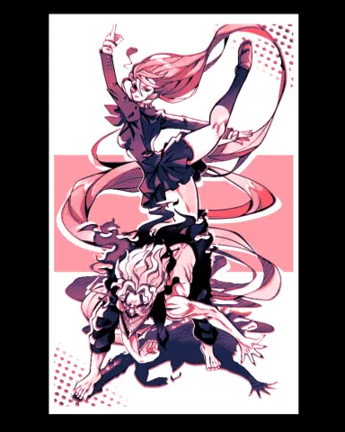 Dandadan fan art - Aira Shiratori and Ken Takakura (Okarun) in Demon Forms