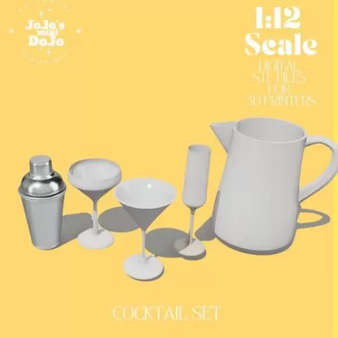 Cocktail Set 1:12 Scale Dollhouse Furniture & Accessories 3D PRINTABLE STL FILES