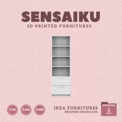 Miniature Replica BRIMNES Bookcase for Miniature Dollhouse - IKEA (1:12,24,48) - 3D Print Instant Download