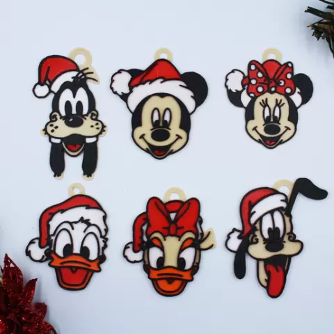 Christmas Mickey Mouse Pack of 6 piece Decoration Ornament Christmas Tree Earrings Keyring Keychain