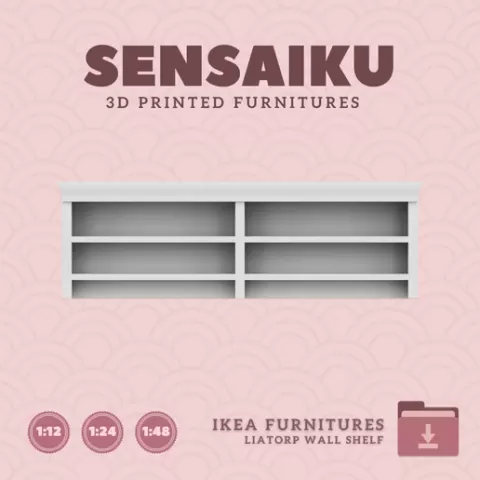 Miniature Replica Liatorp Wall Shelf for Miniature Dollhouse - IKEA (1:12,24,48) - 3D Print Instant Download