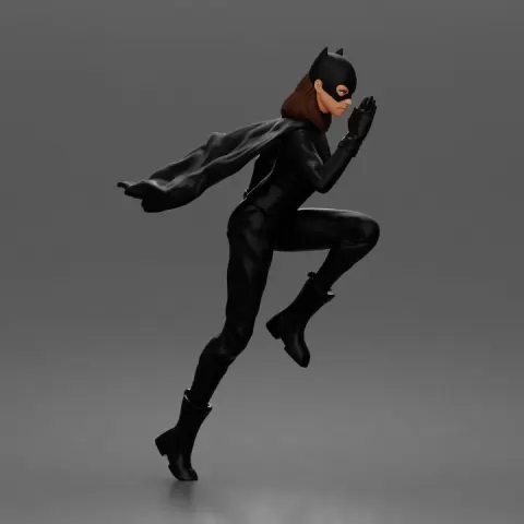 Batwoman leaps into the night wearing cowl cape gloves and boots 24 by 3DGeschaft Miniatures Figures