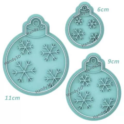 Christmas sphere snowflake COOKIE CUTTER pack three sizes