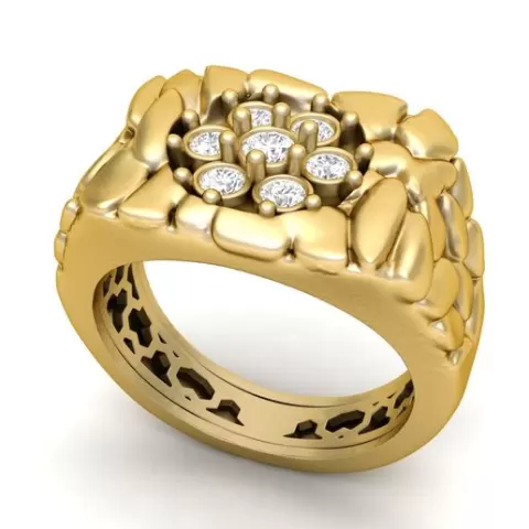 Gents Diamond Nugget Ring 09