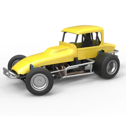 Vintage Sprint car while turning Version 2 Scale 1:25 - 3DTechDesign