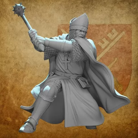 Medieval Warrior Bishop with Mace | 3D Printable STL | Historical Wargaming Miniature | 28mm / 32mm Scale by Northern Crusades Miniatures