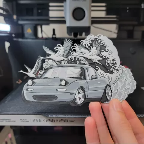 Monochrome Miata Magnet
