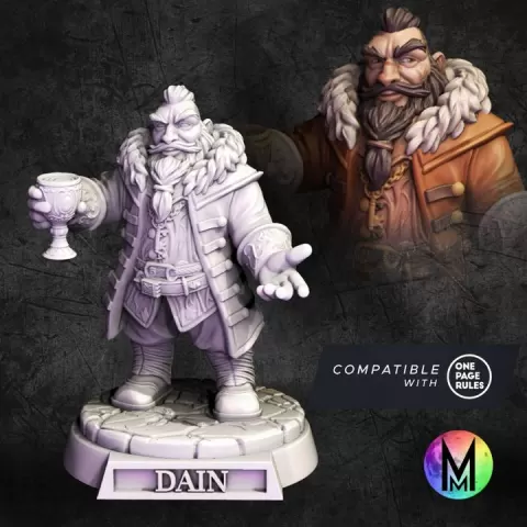 Dwarf Bard - Dain the Dwarven Aristocrat Bard ( Dwarf/ Dwarven Bard with Wine Glass ) by Moonlight Minis- Christine Van Patten