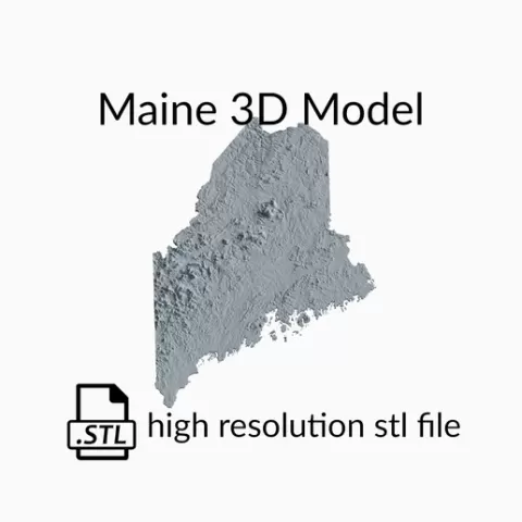 USA State of Maine Topographic Map - 3D Terrain Elevation - Relief Map - Topography of Maine