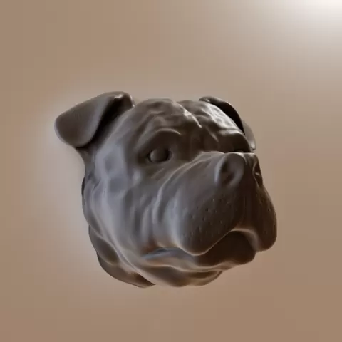 Pitbull head wall mount decor ears down STL