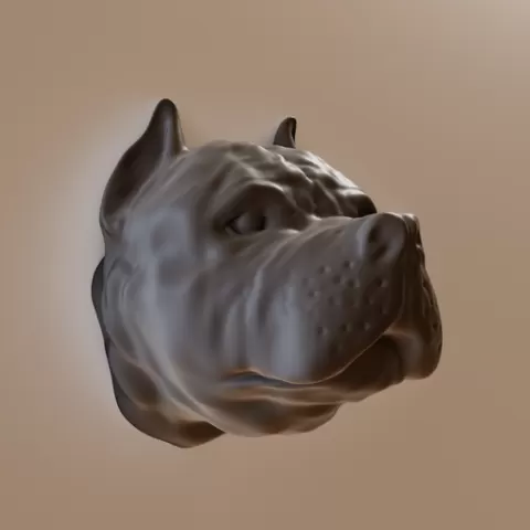 Pitbull head wall mount decor STL