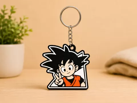 Goku Fan Art Keychain – Peace Pose