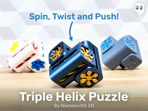 Triple Helix Puzzle (6 piece brainteaser + fidget)