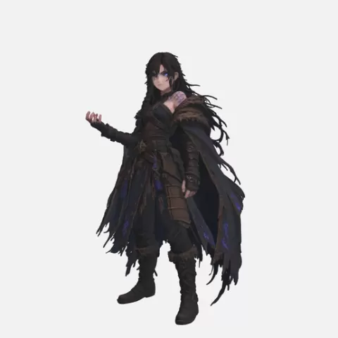 Elira Shadow-Bourne. Dark Fantasy Wanderer Figure STL | Cloaked Female Adventurer for Dioramas & Display "FANTASY SERIES"