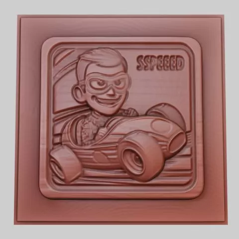 Speed Racer 3d printer relief medallion obj stl