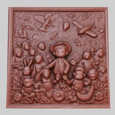 Curious George 3d printer relief medallion obj stl