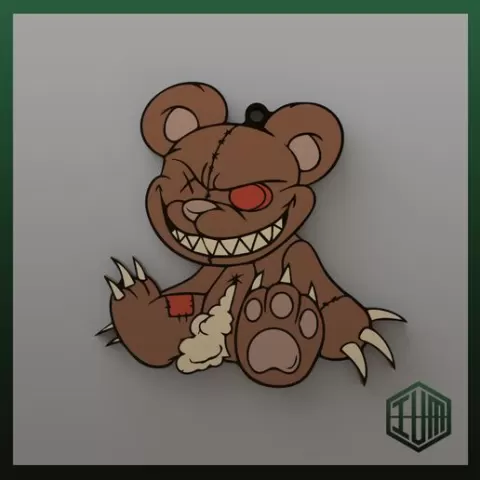 MULTICOLORED HALLOWEEN TEDDY BEAR KEYCHAIN